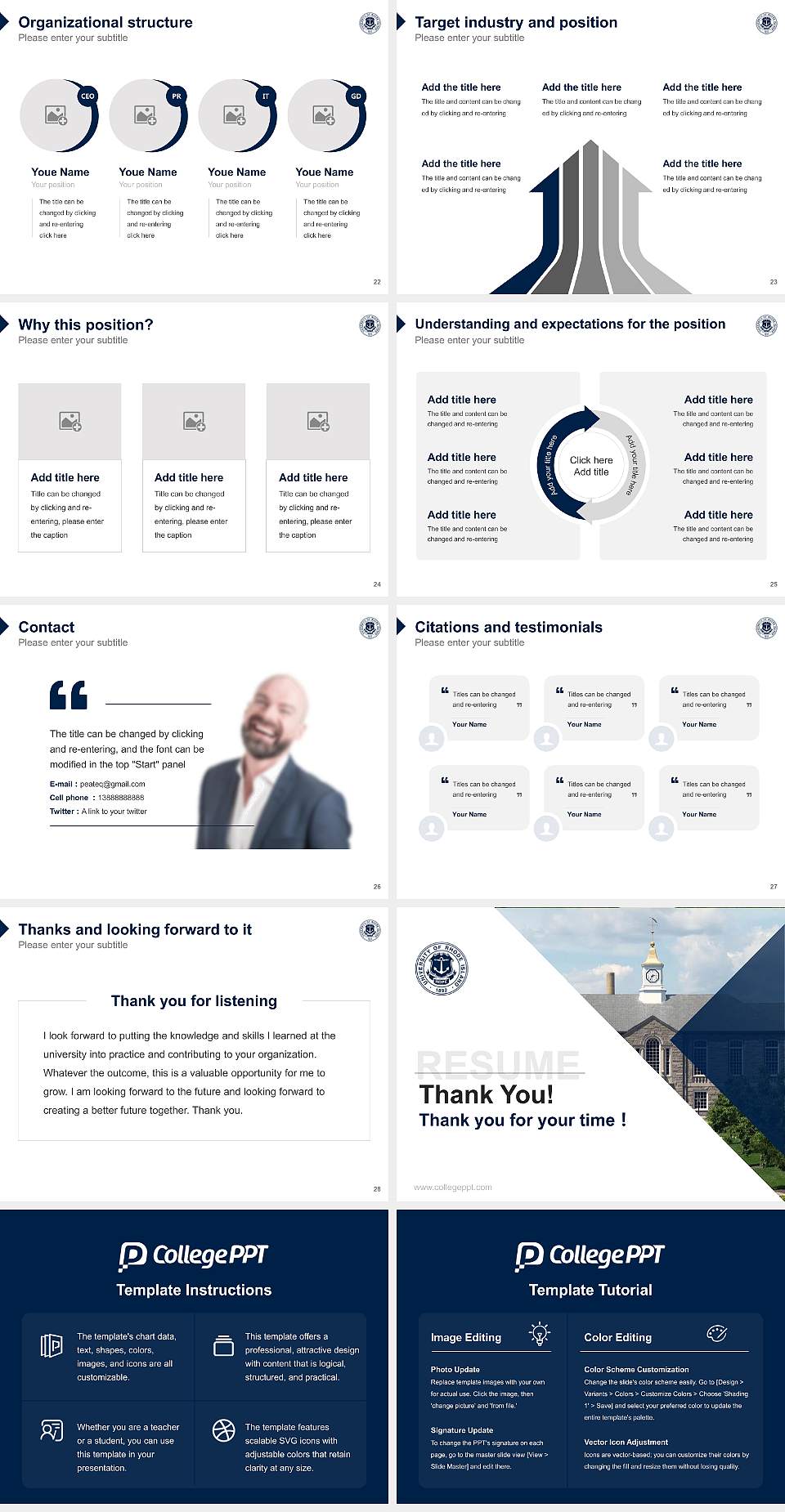 University of Rhode Island Resume PPT Template4:3 ratio PPT effect preview image4