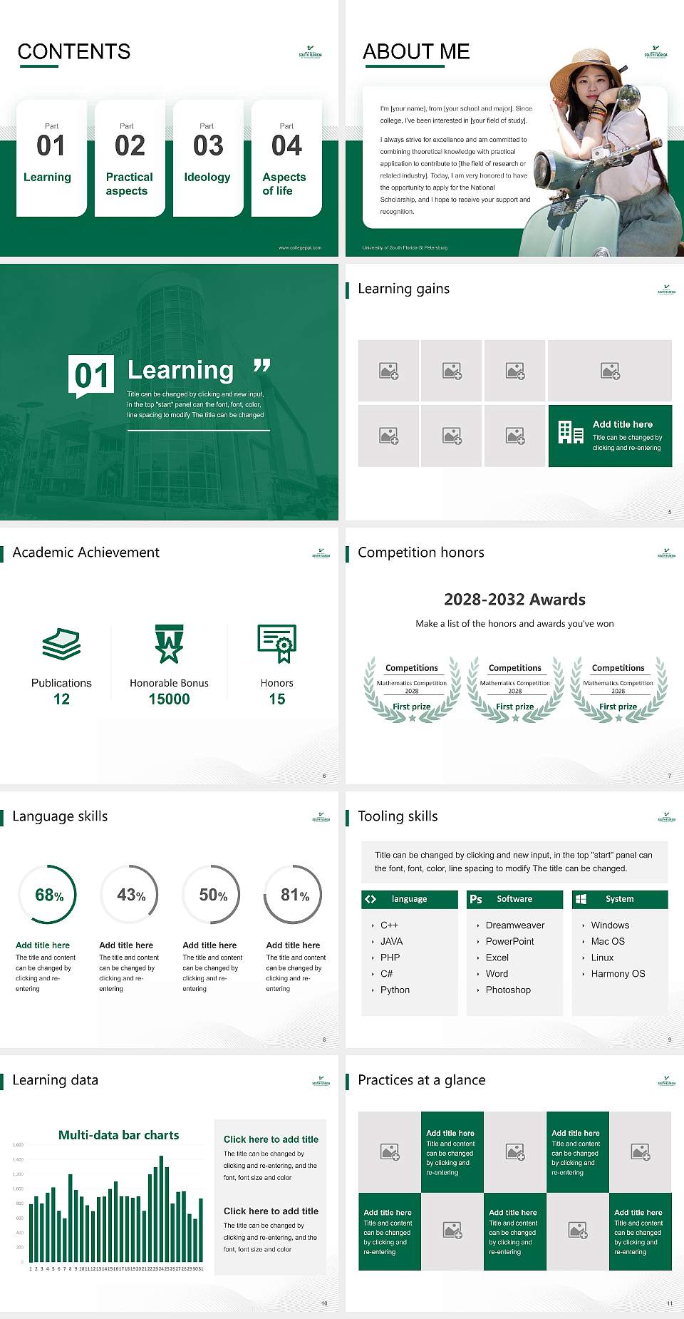 University of South Florida-St Petersburg National Scholarship Defense PPT Template4:3 ratio PPT effect preview image2