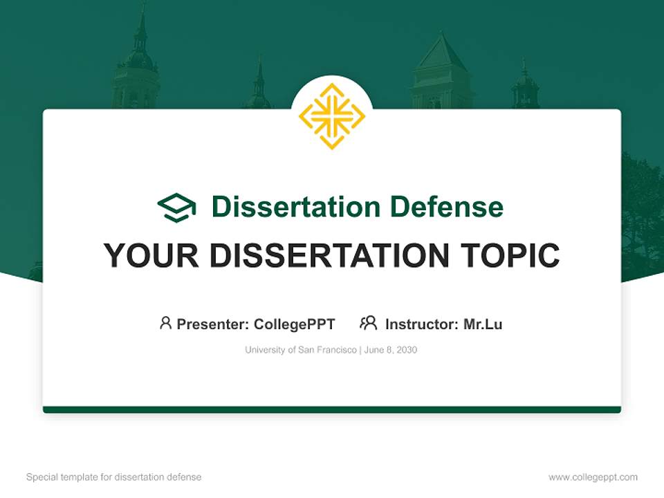 University of San Francisco Graduation Thesis Defense PPT Template4:3 ratio PPT effect preview image7