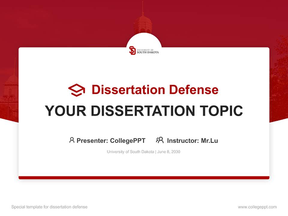 University of South Dakota Graduation Thesis Defense PPT Template4:3 ratio PPT effect preview image7