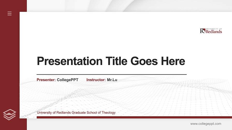 University of Redlands Graduate School of Theology Thesis Proposal/Graduation Defense PPT Template16:9 ratio PPT effect preview image