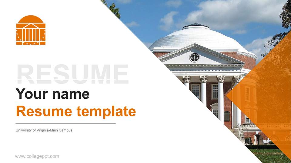 University of Virginia-Main Campus Resume PPT Template16:9 ratio PPT effect preview image