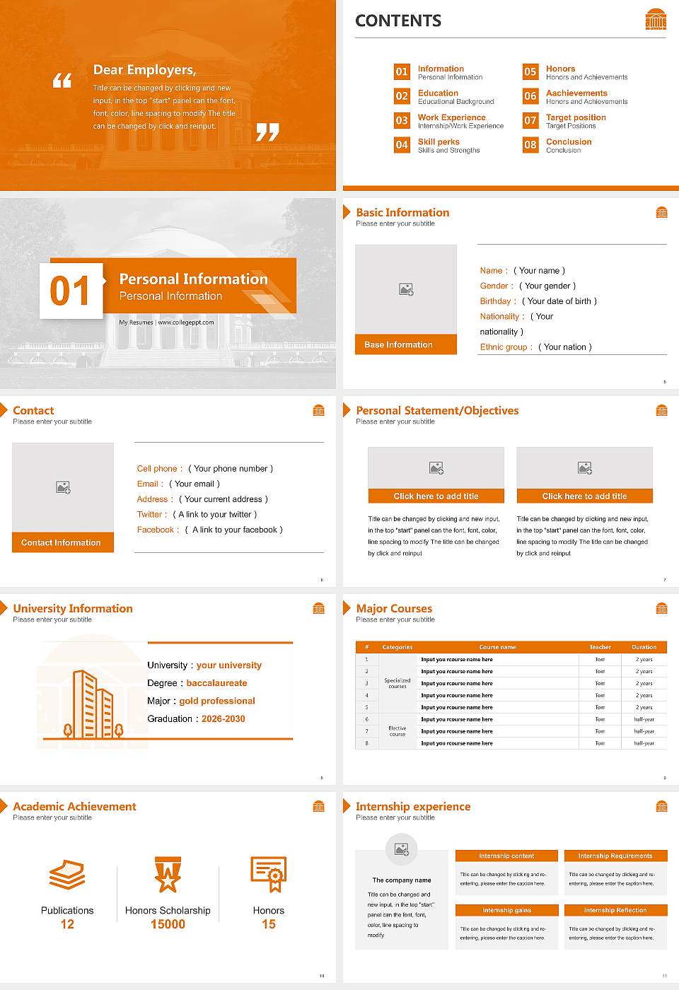 University of Virginia-Main Campus Resume PPT Template16:9 ratio PPT effect preview image2