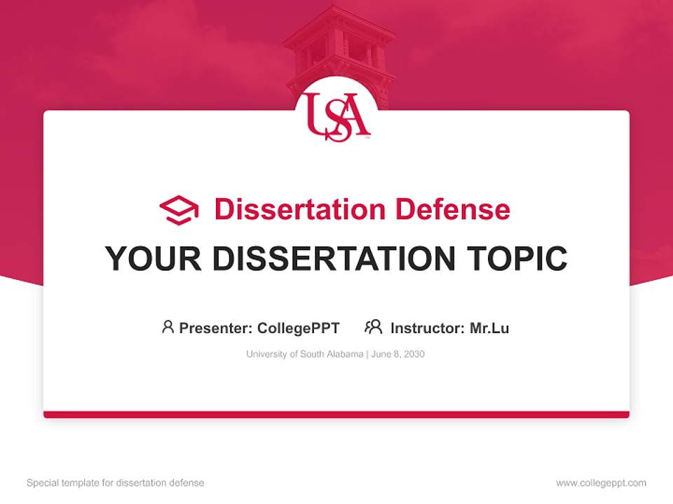 University of South Alabama Graduation Thesis Defense PPT Template4:3 ratio PPT effect preview image7