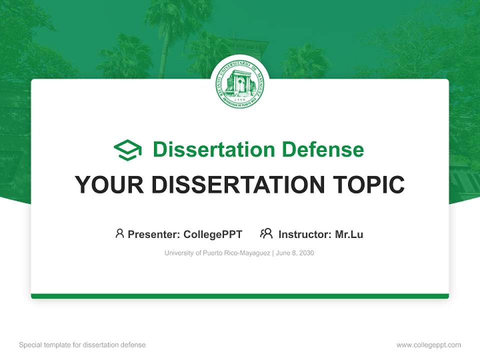 University of Puerto Rico-Mayaguez Graduation Thesis Defense PPT Template4:3 ratio PPT effect preview image7