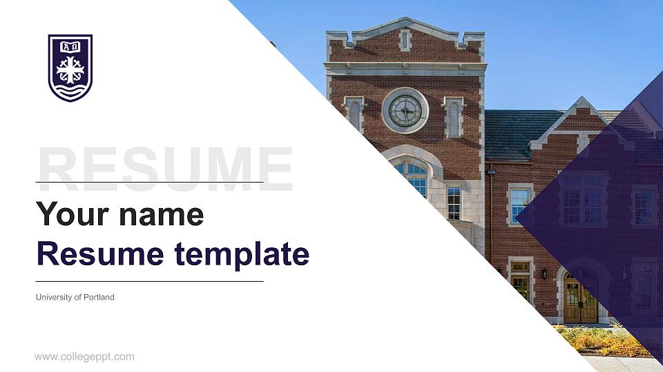 University of Portland Resume PPT Template16:9 ratio PPT effect preview image
