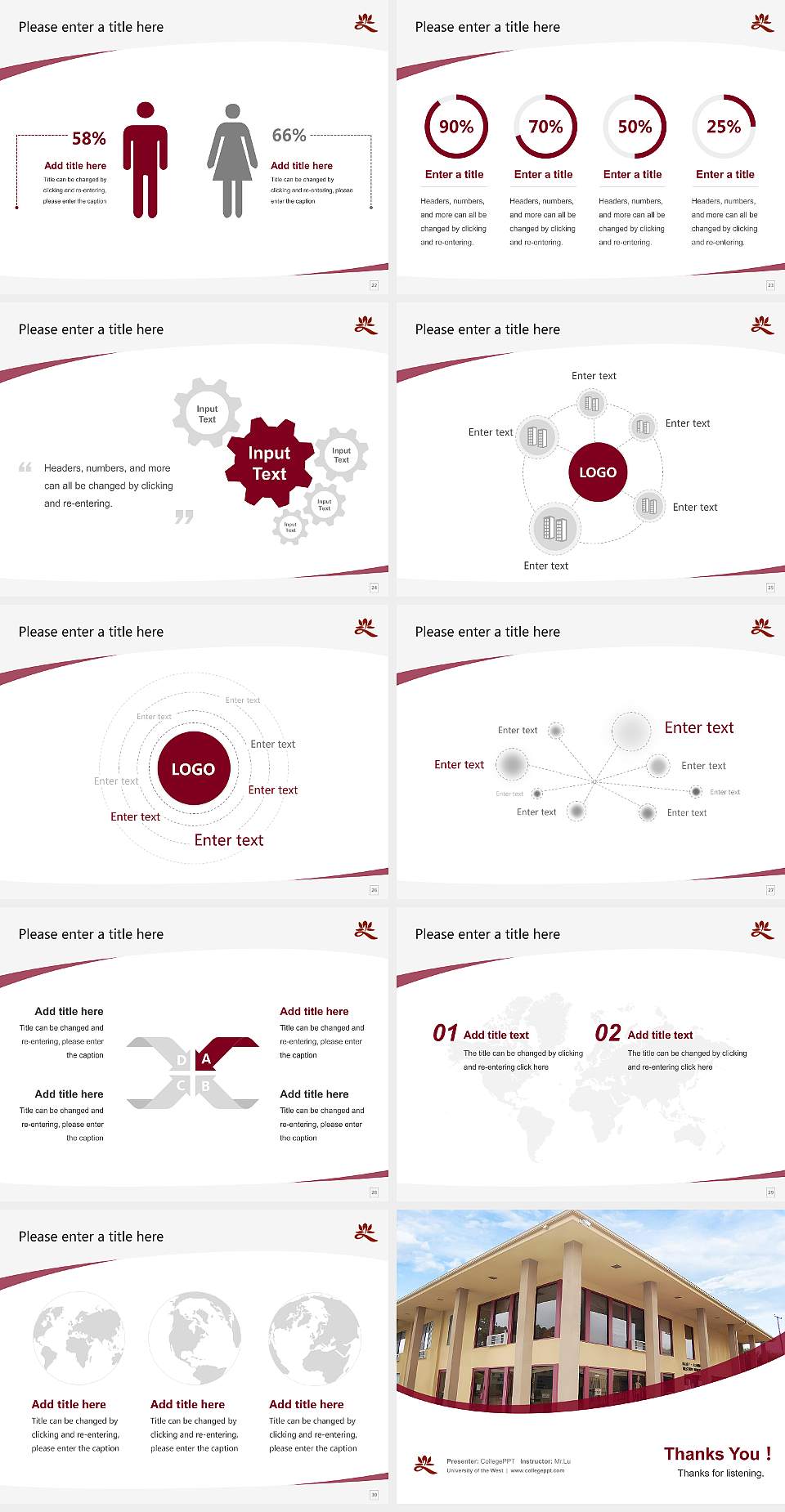 University of the West Course/Courseware Creation PPT Template4:3 ratio PPT effect preview image4