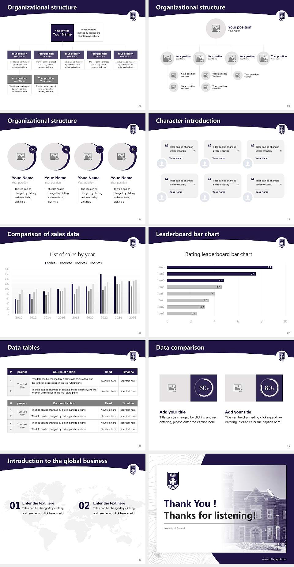 University of Portland Academic Presentation/Research Findings Report PPT Template4:3 ratio PPT effect preview image4