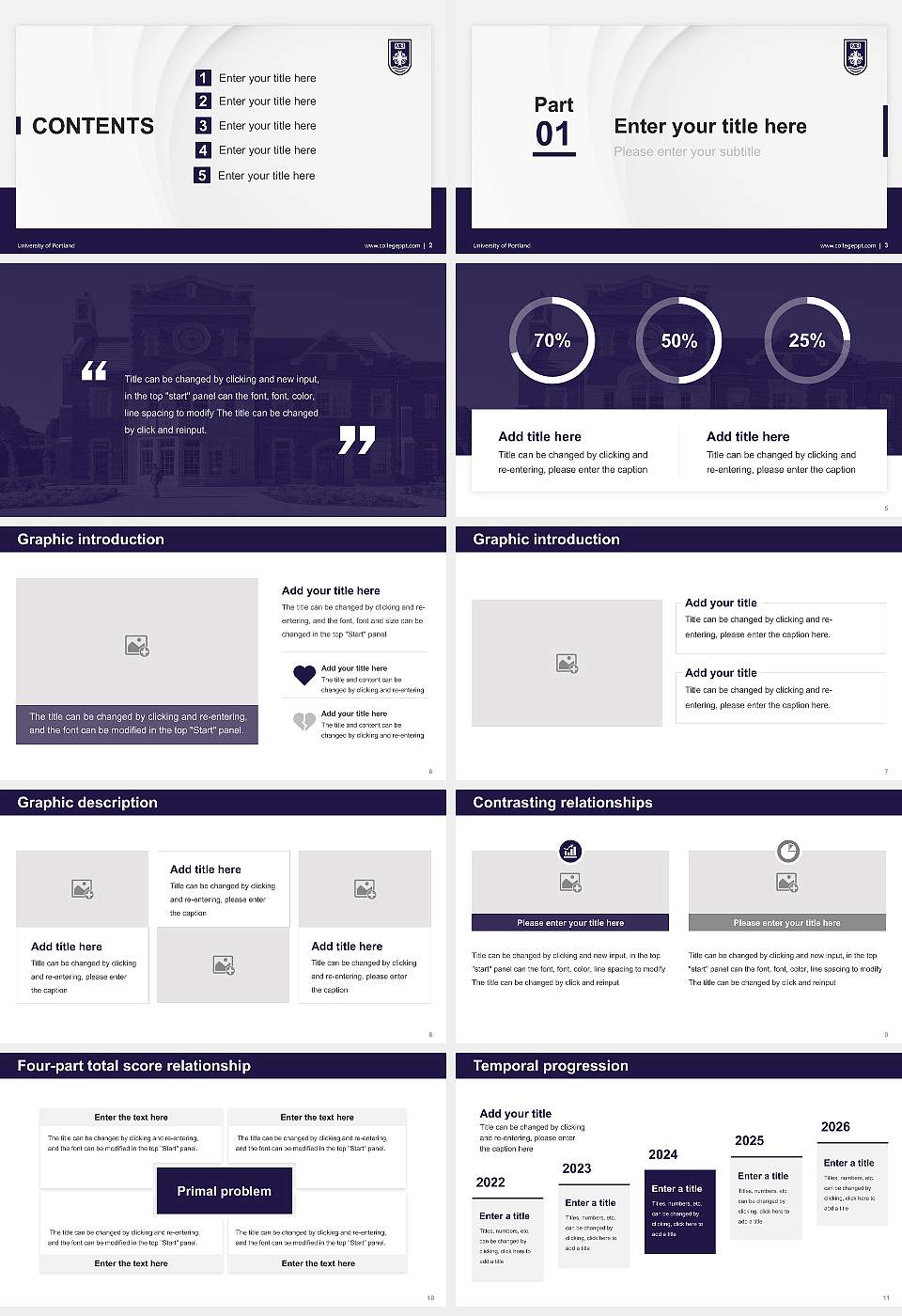 University of Portland Thesis Proposal/Graduation Defense PPT Template16:9 ratio PPT effect preview image2