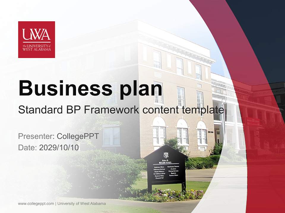 University of West Alabama Competition/Entrepreneurship Contest PPT Template4:3 ratio PPT effect preview image9