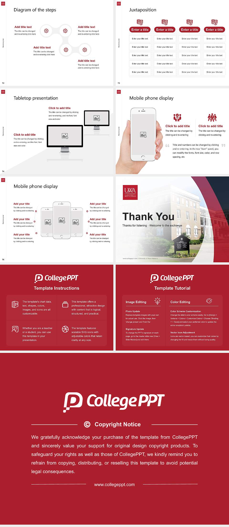 University of West Alabama Competition/Entrepreneurship Contest PPT Template4:3 ratio PPT effect preview image9