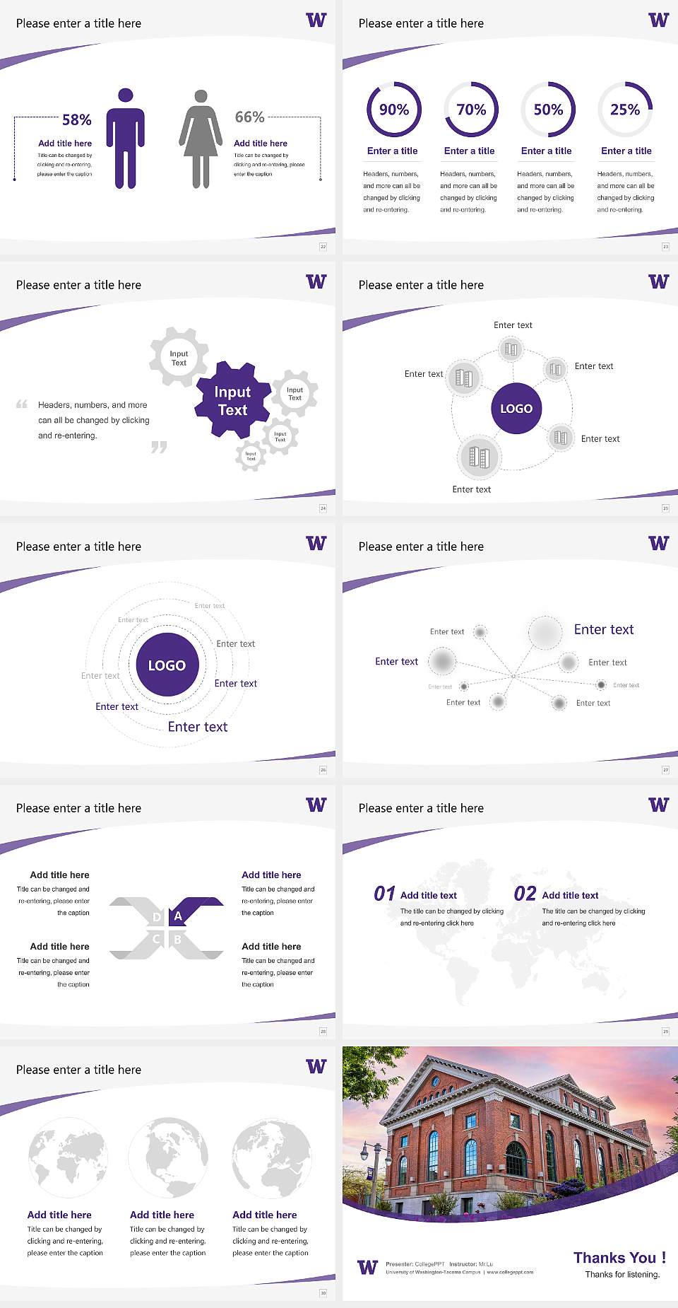 University of Washington-Tacoma Campus Course/Courseware Creation PPT Template4:3 ratio PPT effect preview image4