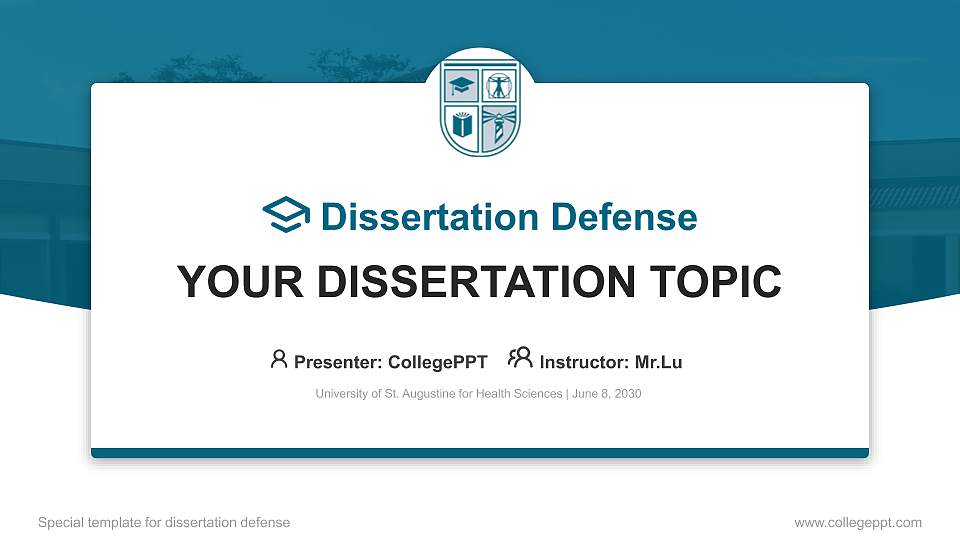 University of St. Augustine for Health Sciences Graduation Thesis Defense PPT Template16:9 ratio PPT effect preview image