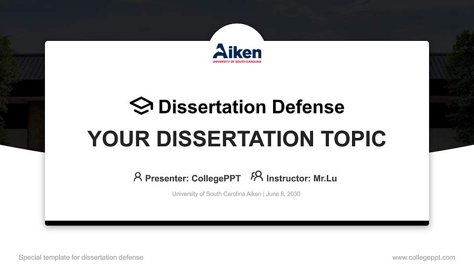 University of South Carolina Aiken Graduation Thesis Defense PPT Template16:9 ratio PPT effect preview image