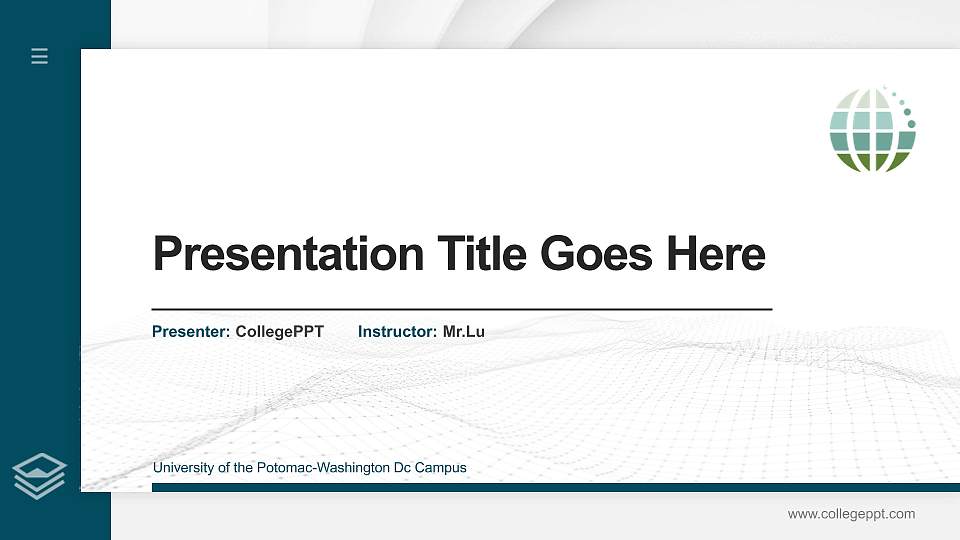University of the Potomac-Washington Dc Campus Thesis Proposal/Graduation Defense PPT Template16:9 ratio PPT effect preview image