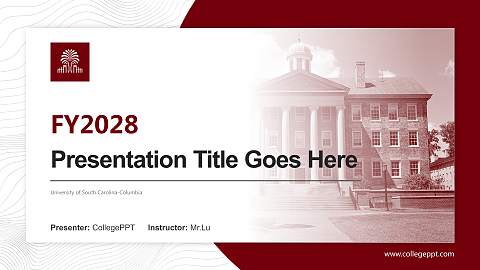 University of South Carolina-Columbia Academic Presentation/Research Findings Report PPT Template