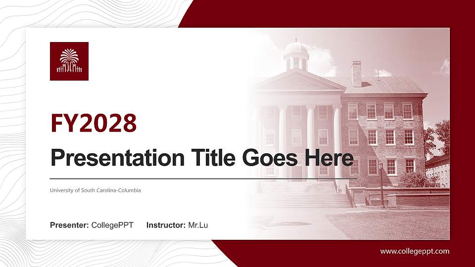 University of South Carolina-Columbia Academic Presentation/Research Findings Report PPT Template16:9 ratio PPT effect preview image