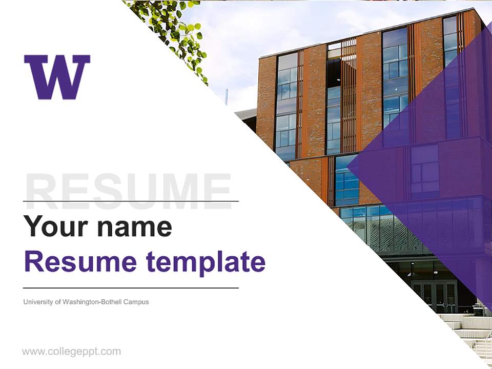 University of Washington-Bothell Campus Resume PPT Template4:3 ratio PPT effect preview image1