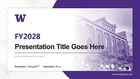 University of Washington-Tacoma Campus Academic Presentation/Research Findings Report PPT Template