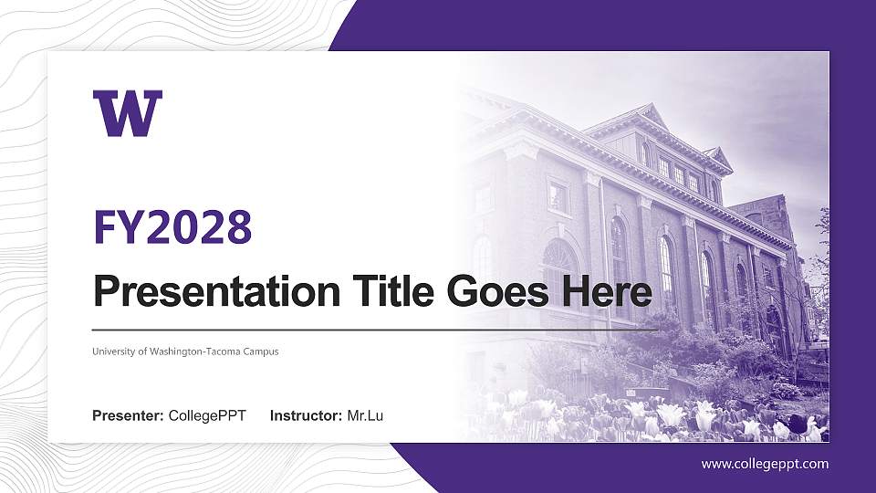 University of Washington-Tacoma Campus Academic Presentation/Research Findings Report PPT Template16:9 ratio PPT effect preview image