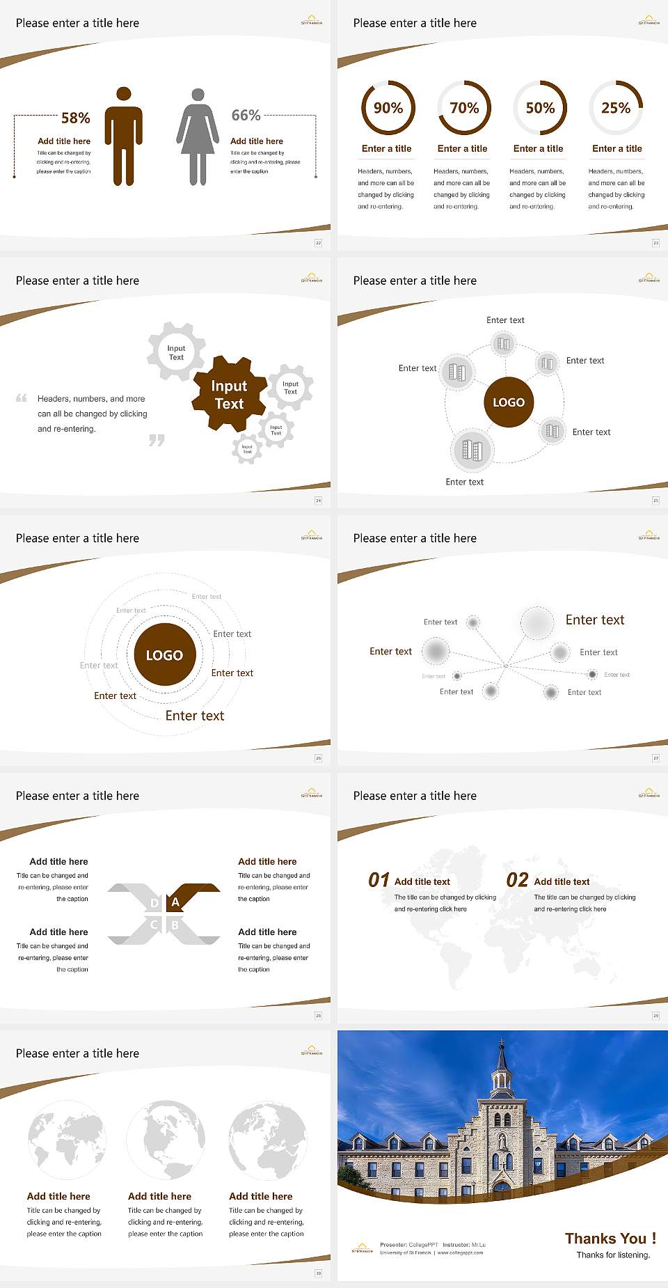 University of St Francis Course/Courseware Creation PPT Template4:3 ratio PPT effect preview image4