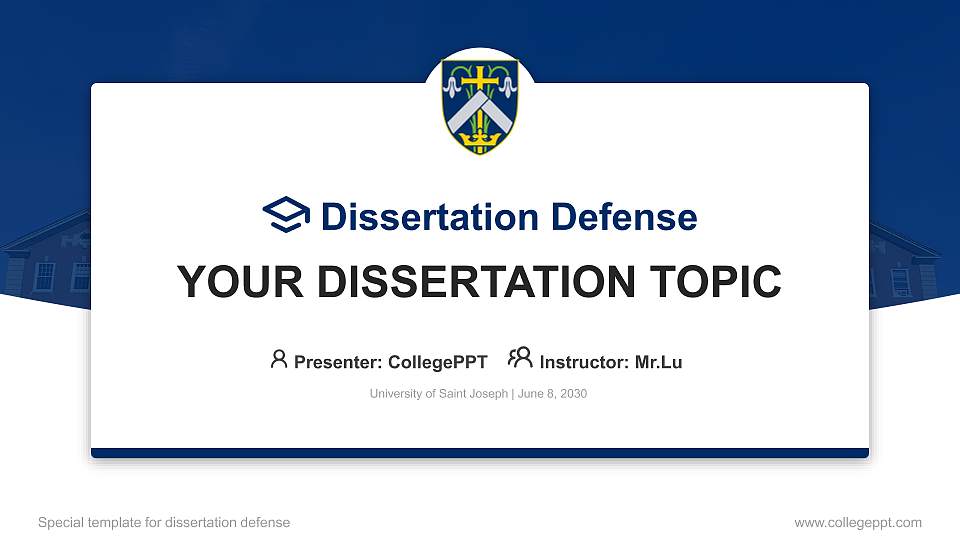 University of Saint Joseph Graduation Thesis Defense PPT Template16:9 ratio PPT effect preview image