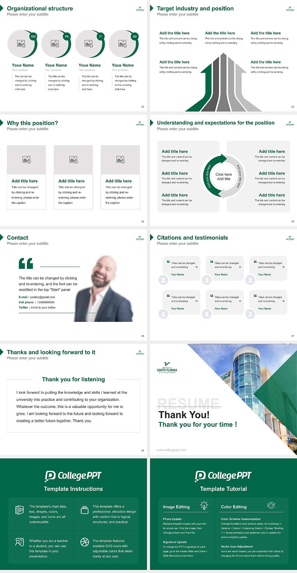 University of South Florida-St Petersburg Resume PPT Template4:3 ratio PPT effect preview image4