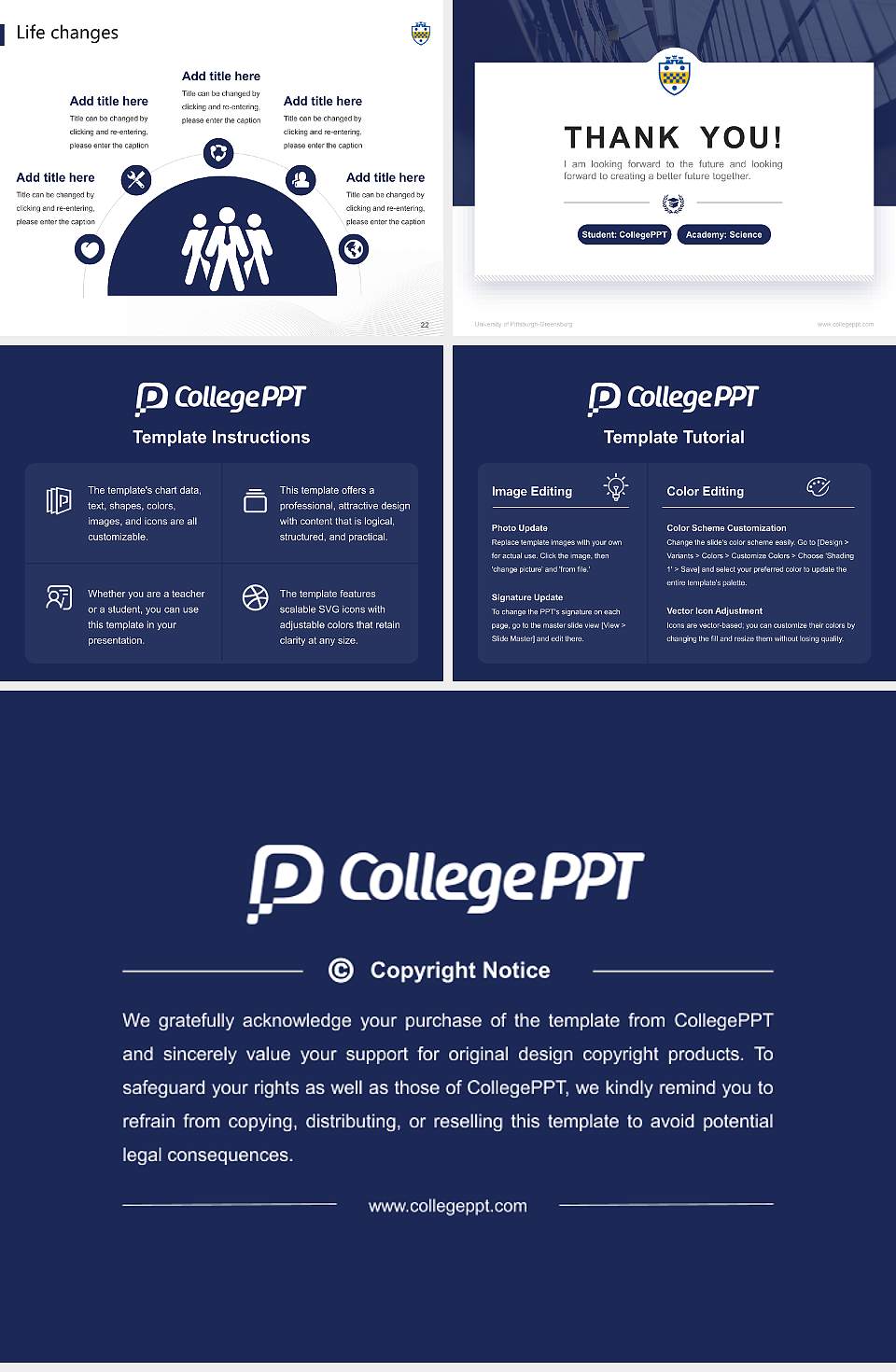 University of Pittsburgh-Greensburg National Scholarship Defense PPT Template4:3 ratio PPT effect preview image4