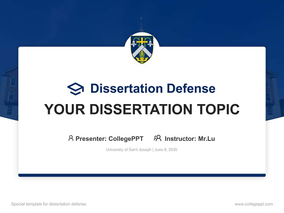 University of Saint Joseph Graduation Thesis Defense PPT Template4:3 ratio PPT effect preview image7