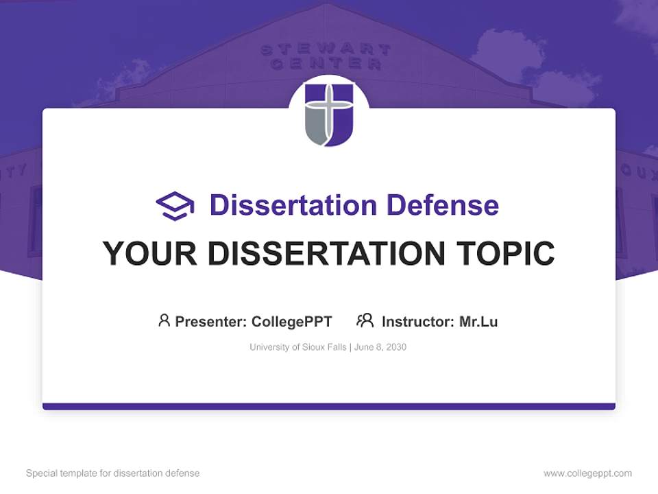 University of Sioux Falls Graduation Thesis Defense PPT Template4:3 ratio PPT effect preview image7