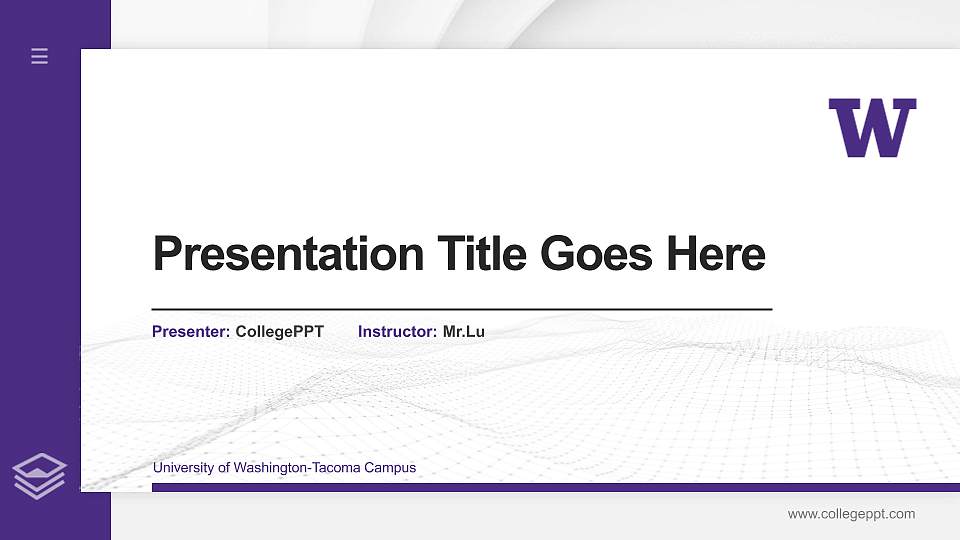 University of Washington-Tacoma Campus Thesis Proposal/Graduation Defense PPT Template16:9 ratio PPT effect preview image