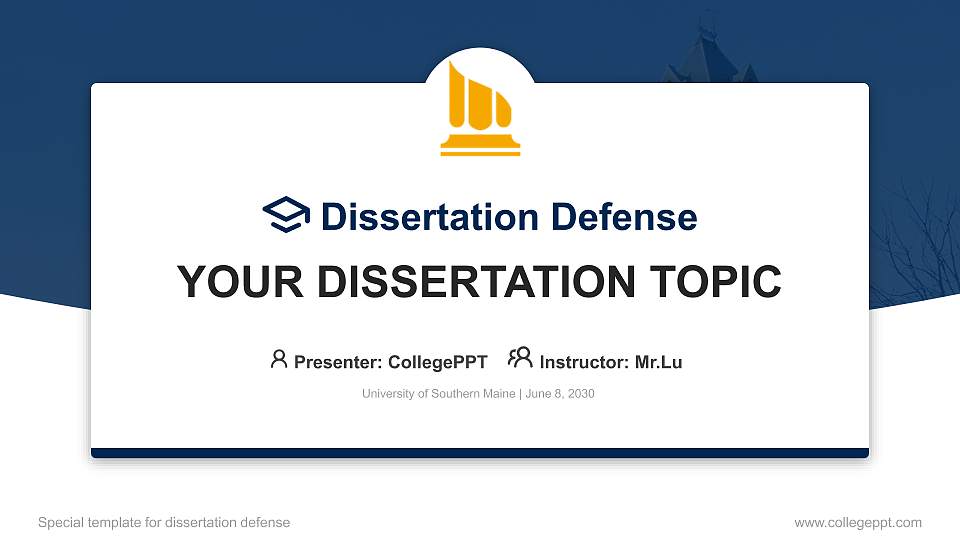 University of Southern Maine Graduation Thesis Defense PPT Template16:9 ratio PPT effect preview image