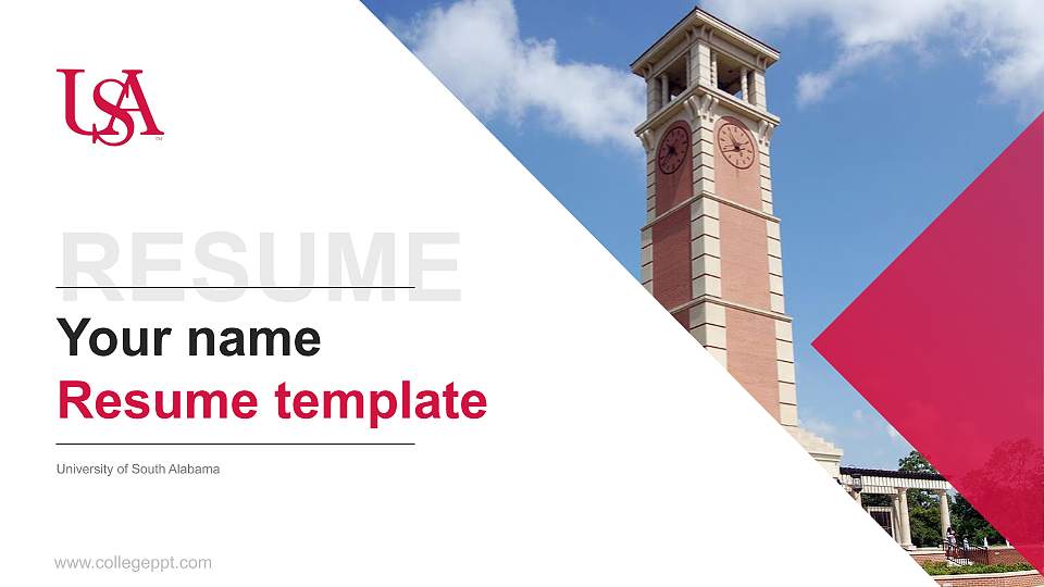 University of South Alabama Resume PPT Template16:9 ratio PPT effect preview image