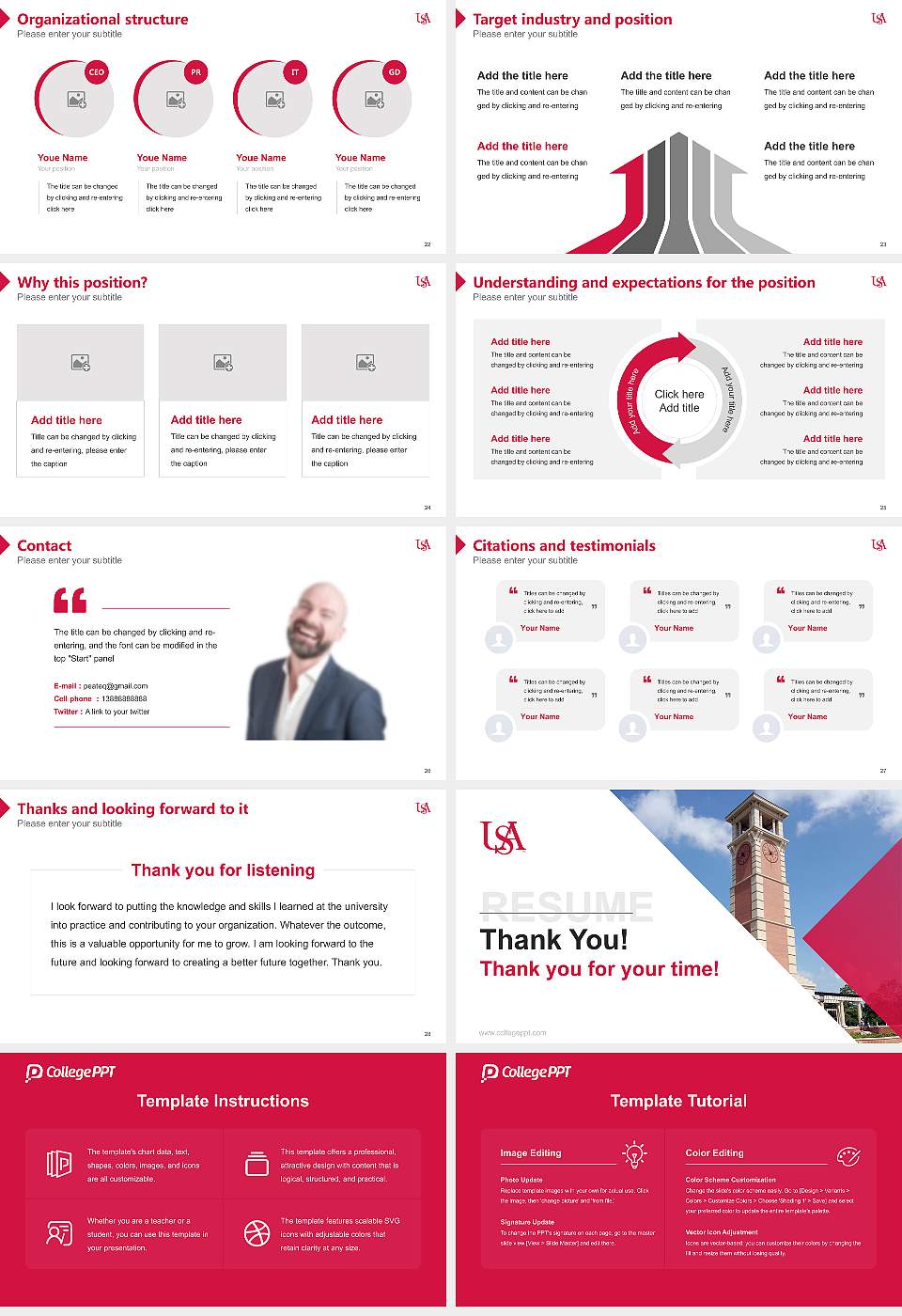 University of South Alabama Resume PPT Template16:9 ratio PPT effect preview image4