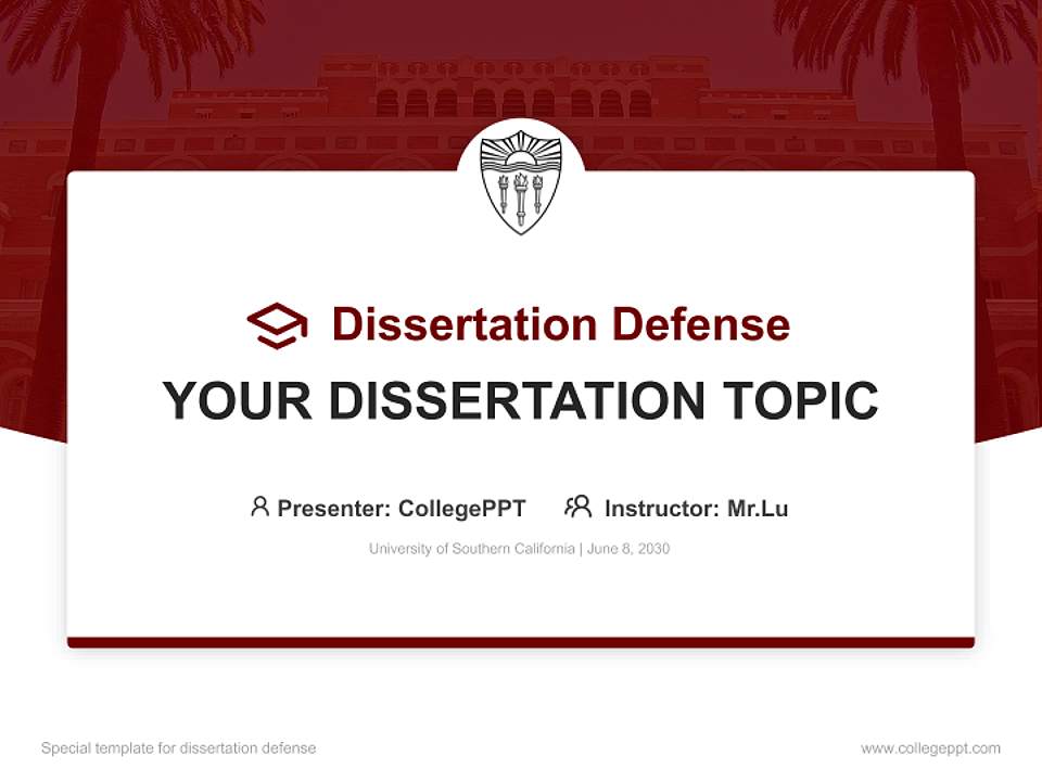 University of Southern California Graduation Thesis Defense PPT Template4:3 ratio PPT effect preview image7