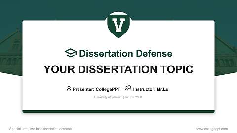 University of Vermont Graduation Thesis Defense PPT Template