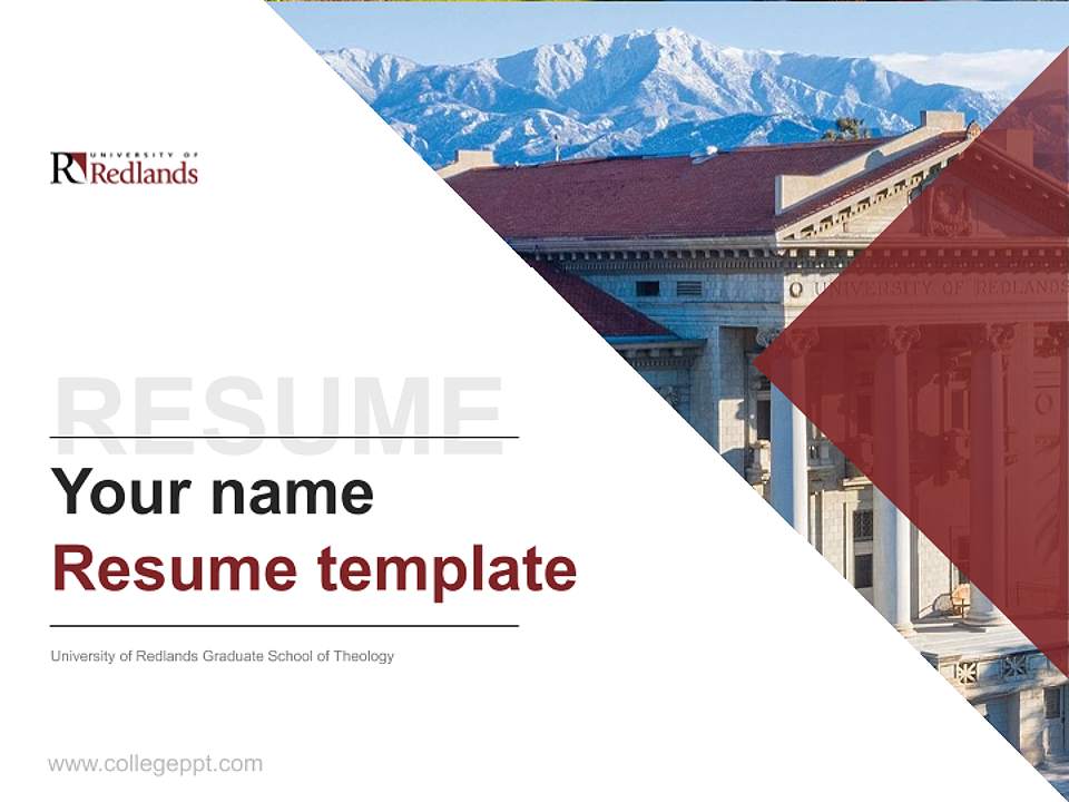 University of Redlands Graduate School of Theology Resume PPT Template4:3 ratio PPT effect preview image5