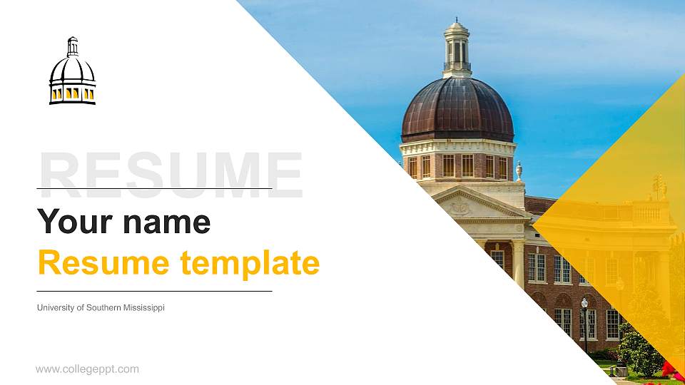 University of Southern Mississippi Resume PPT Template16:9 ratio PPT effect preview image