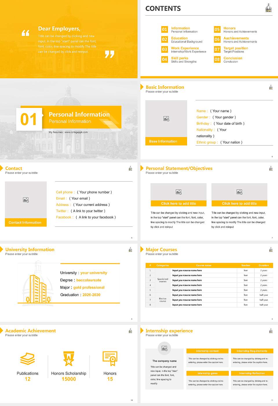 University of Southern Mississippi Resume PPT Template16:9 ratio PPT effect preview image2