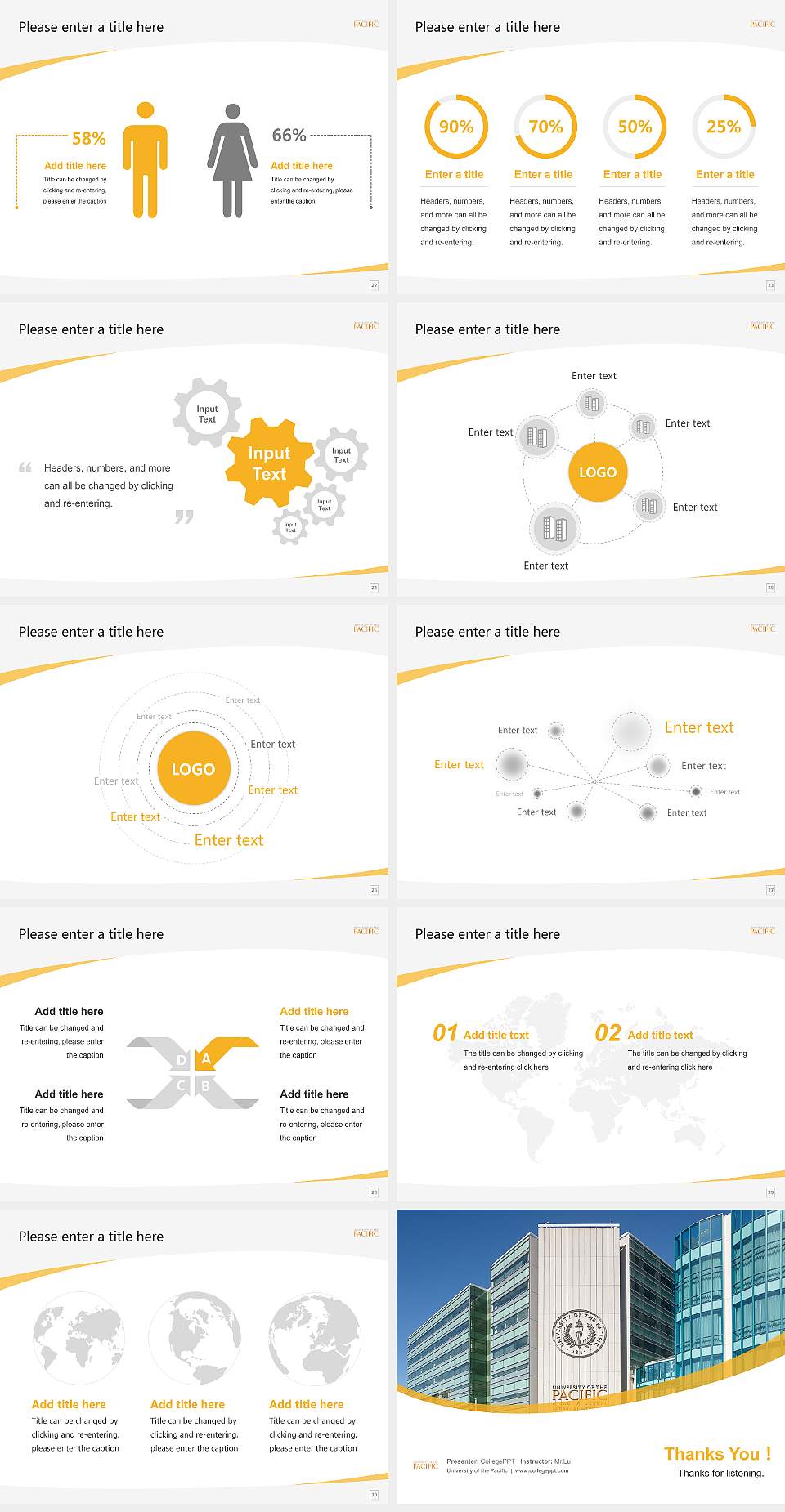 University of the Pacific Course/Courseware Creation PPT Template4:3 ratio PPT effect preview image4
