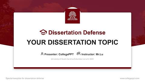 University of South Carolina-Columbia Graduation Thesis Defense PPT Template