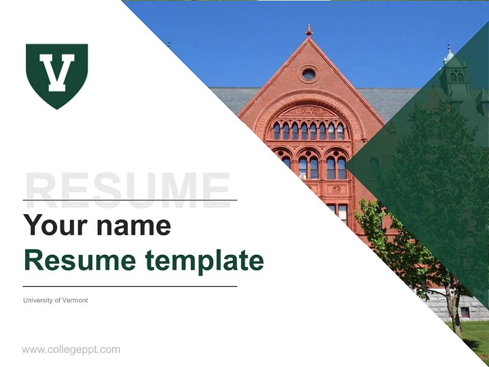 University of Vermont Resume PPT Template4:3 ratio PPT effect preview image5