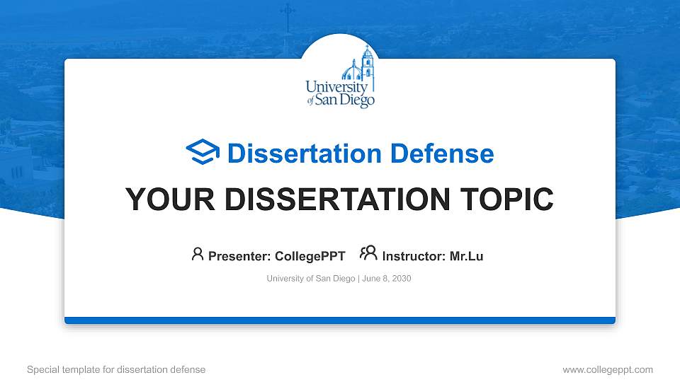 University of San Diego Graduation Thesis Defense PPT Template16:9 ratio PPT effect preview image