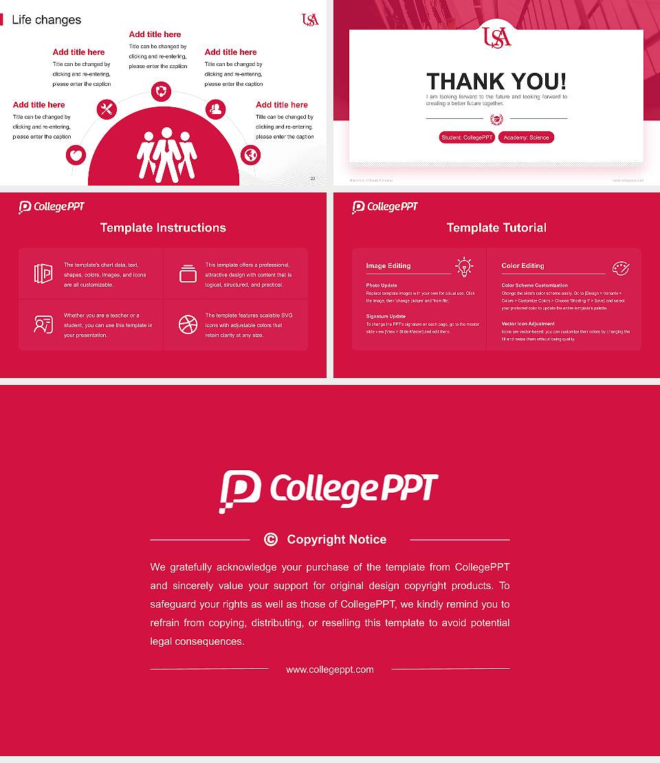 University of South Alabama National Scholarship Defense PPT Template16:9 ratio PPT effect preview image4