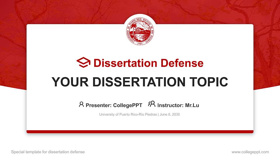 University of Puerto Rico-Rio Piedras Graduation Thesis Defense PPT Template16:9 ratio PPT effect preview image1