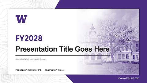University of Washington-Seattle Campus Academic Presentation/Research Findings Report PPT Template