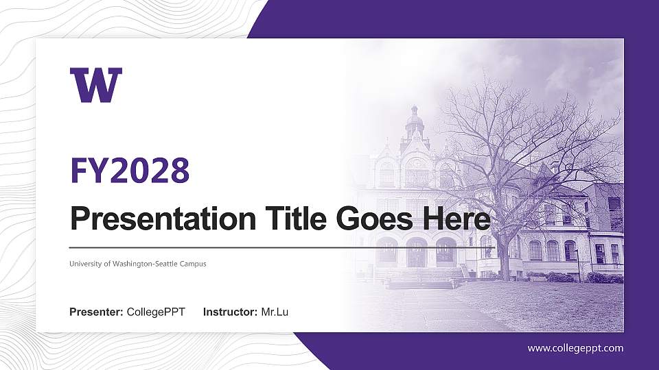 University of Washington-Seattle Campus Academic Presentation/Research Findings Report PPT Template16:9 ratio PPT effect preview image