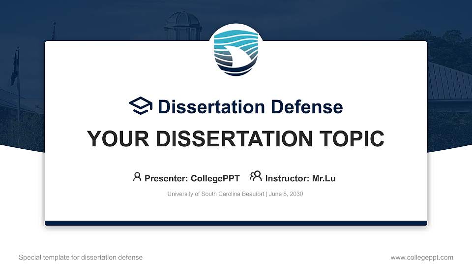 University of South Carolina Beaufort Graduation Thesis Defense PPT Template16:9 ratio PPT effect preview image