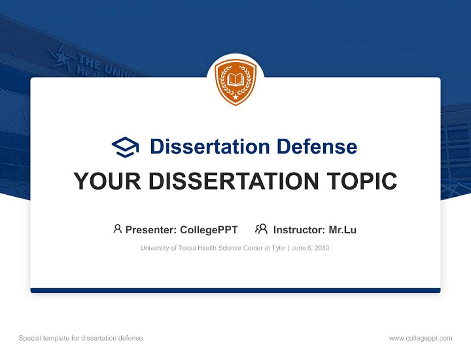 University of Texas Health Science Center at Tyler Graduation Thesis Defense PPT Template4:3 ratio PPT effect preview image7