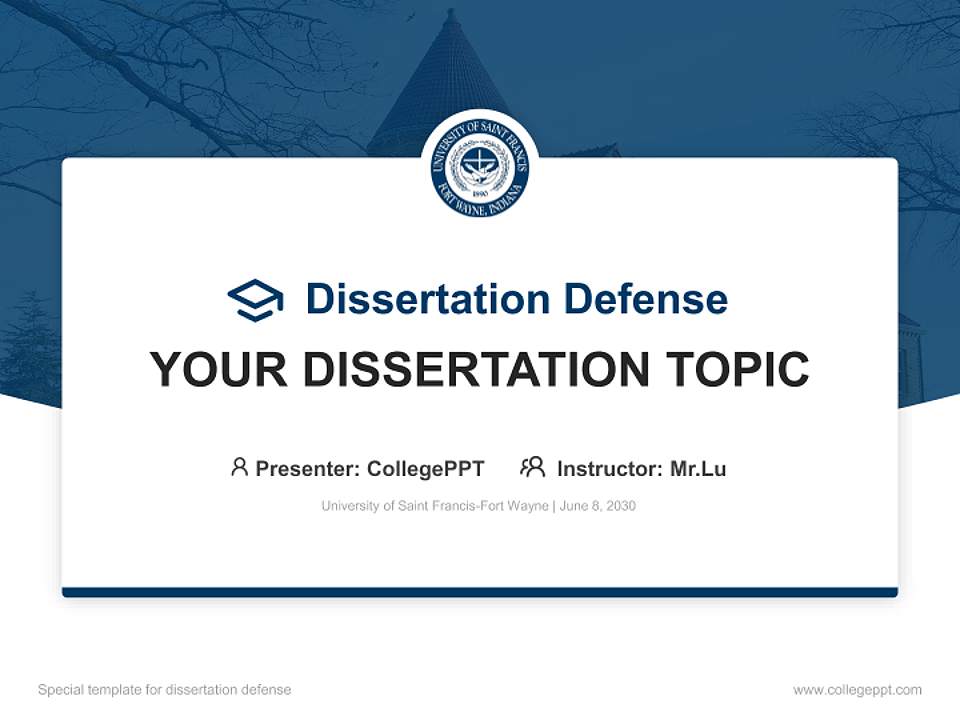 University of Saint Francis-Fort Wayne Graduation Thesis Defense PPT Template4:3 ratio PPT effect preview image7